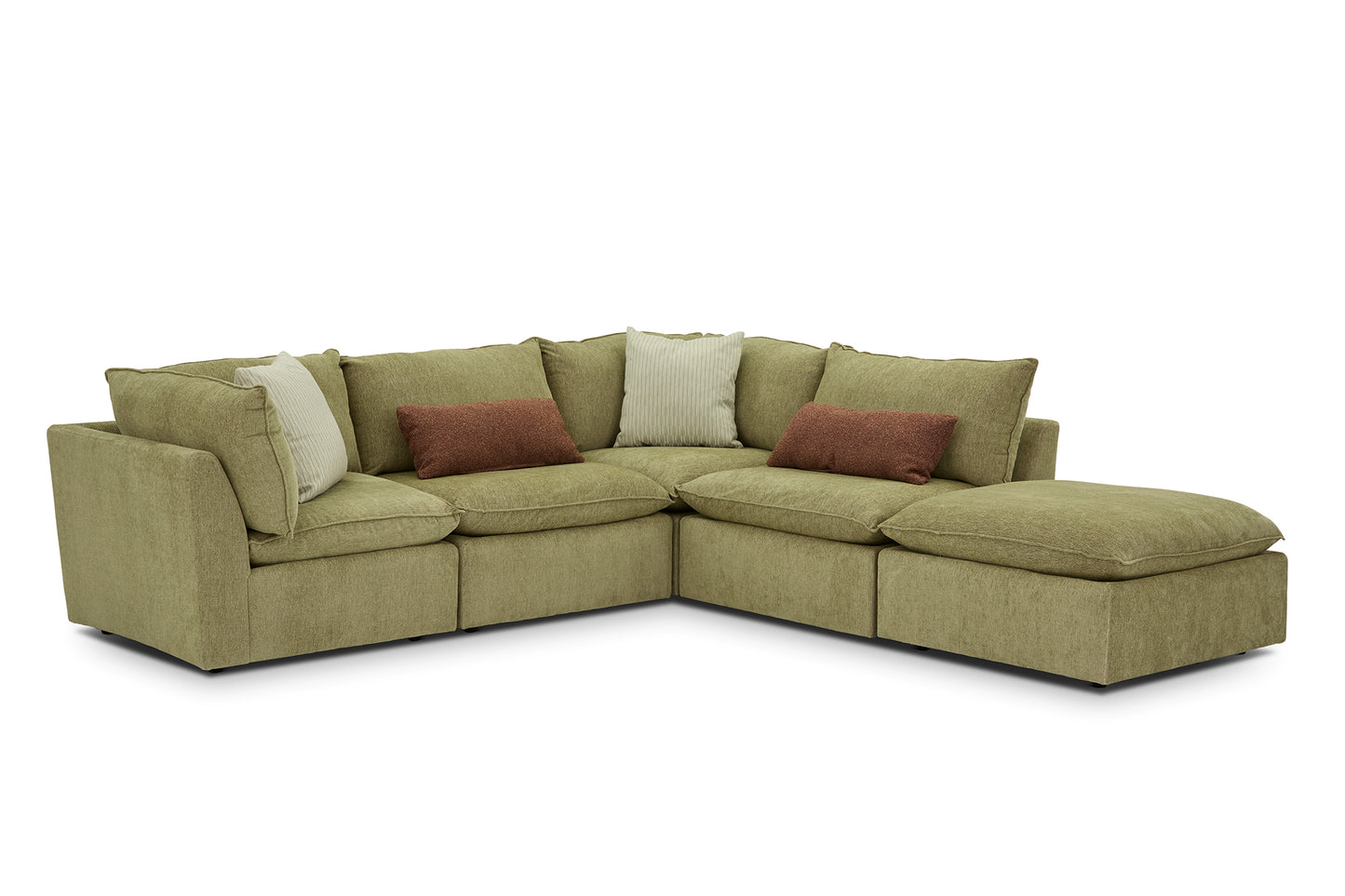 Liam Sectional with Ottoman in Safari Green
