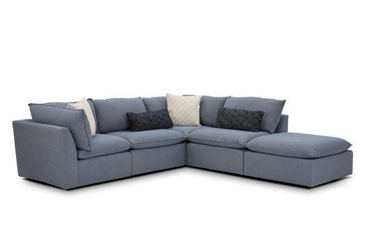 Liam Sectional with Ottoman Sky Blue