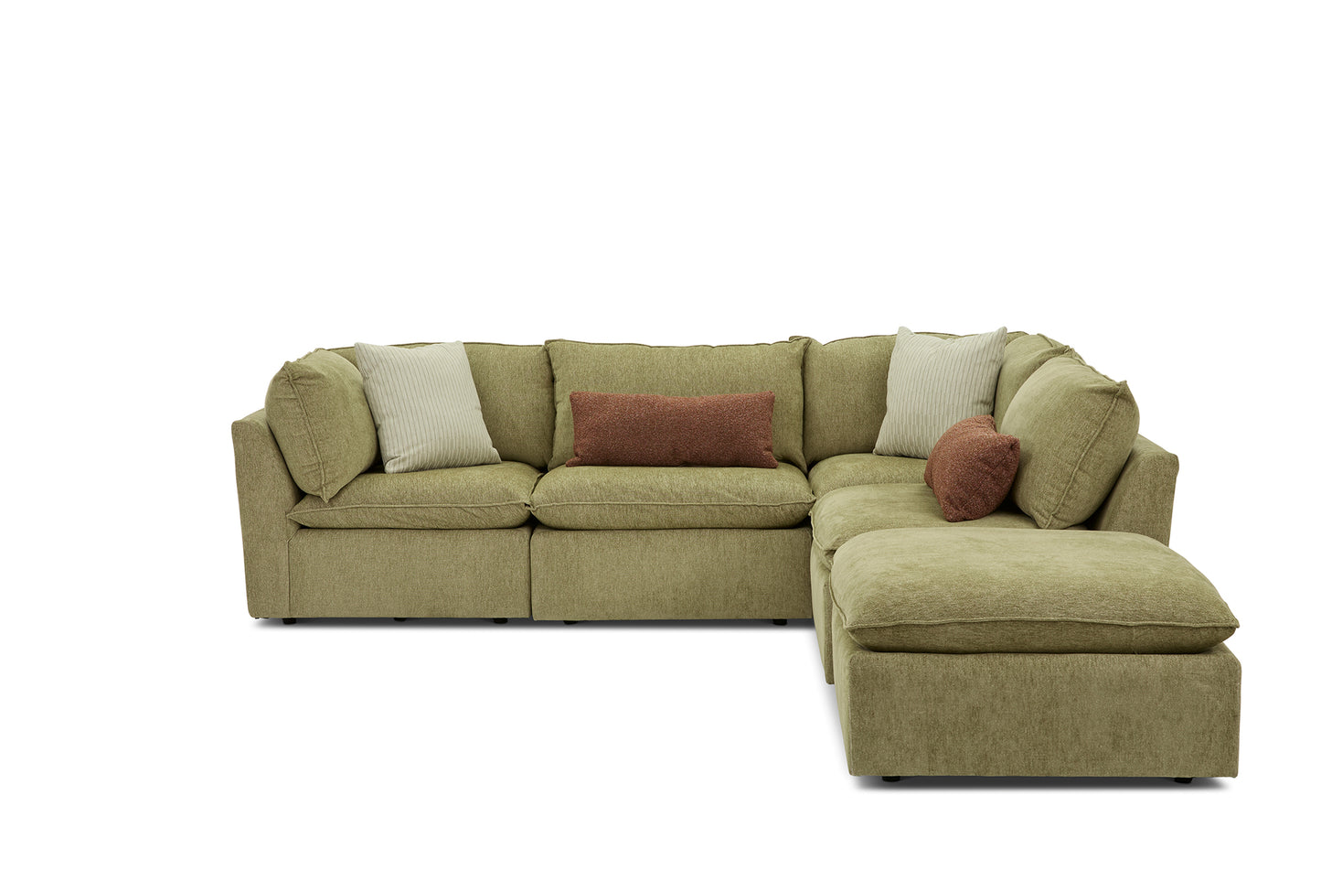 Liam Sectional with Ottoman in Safari Green