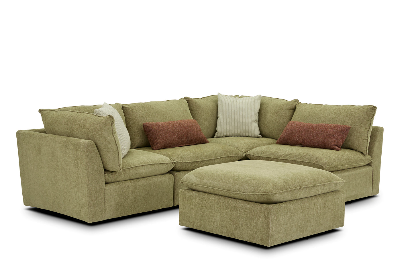 Liam Sectional with Ottoman in Safari Green