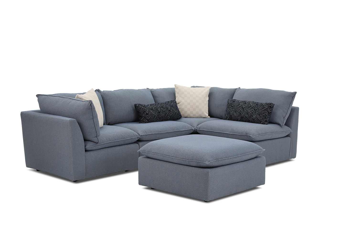 Liam Sectional with Ottoman Sky Blue