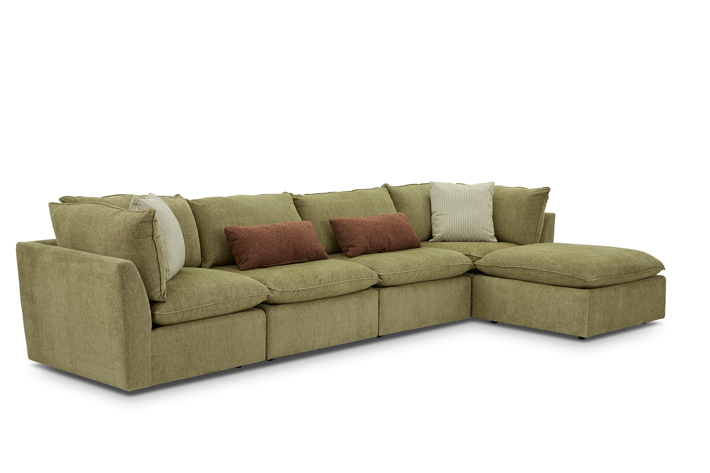 Liam Sectional with Ottoman in Safari Green