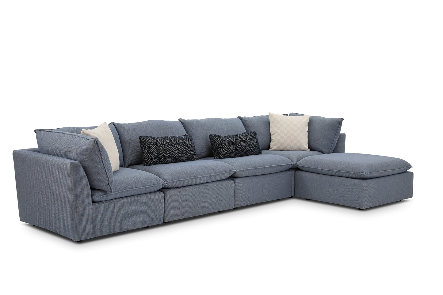 Liam Sectional with Ottoman Sky Blue