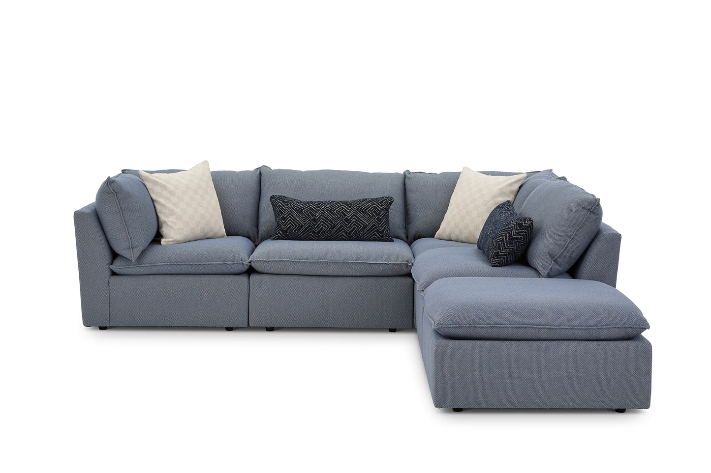 Liam Sectional with Ottoman Sky Blue