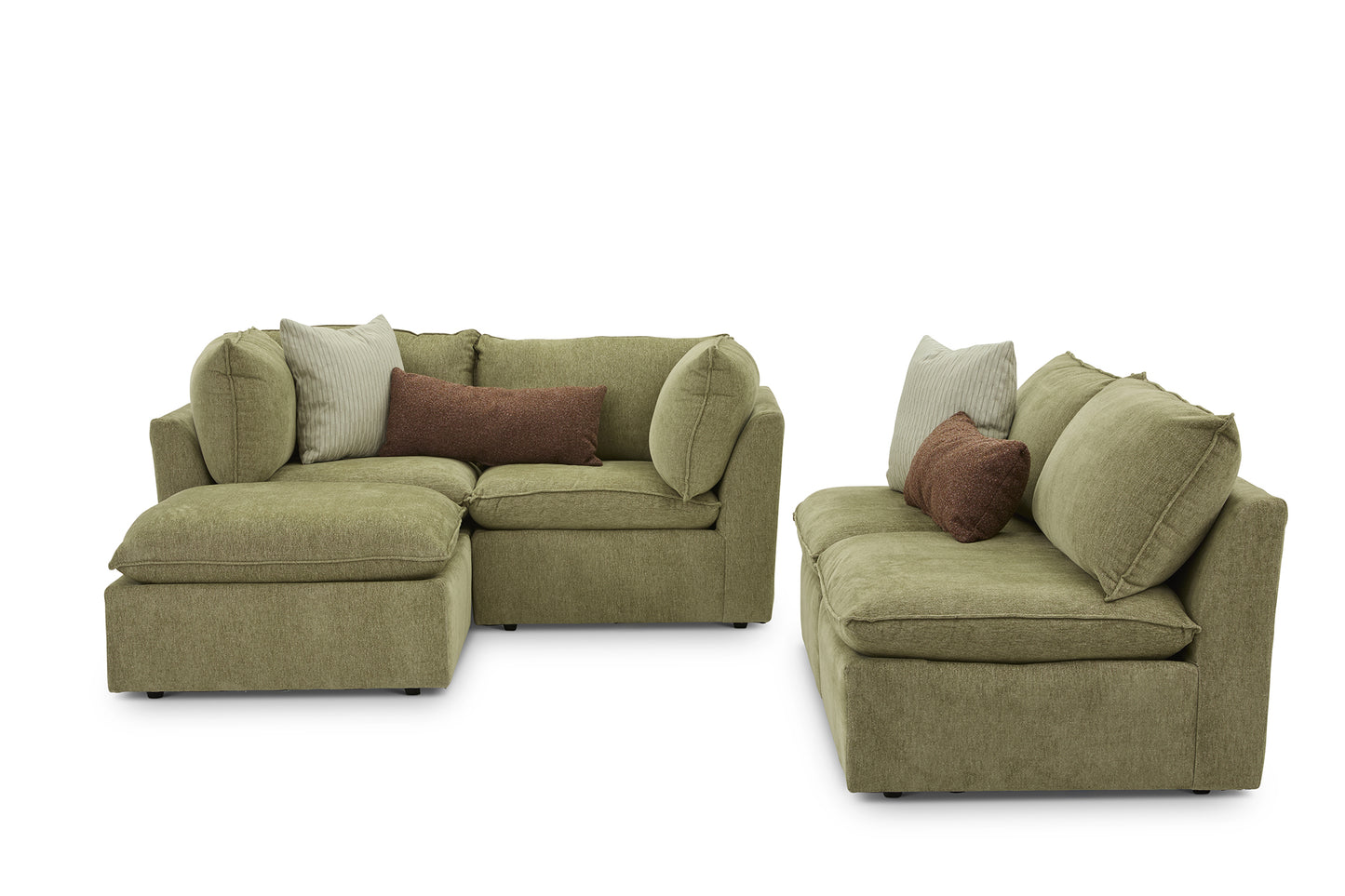 Liam Sectional with Ottoman in Safari Green