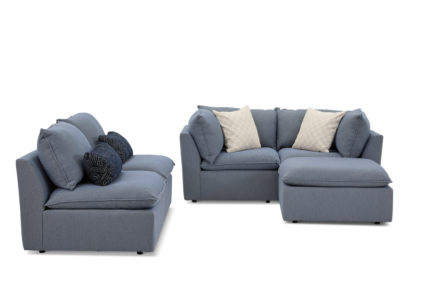 Liam Sectional with Ottoman Sky Blue