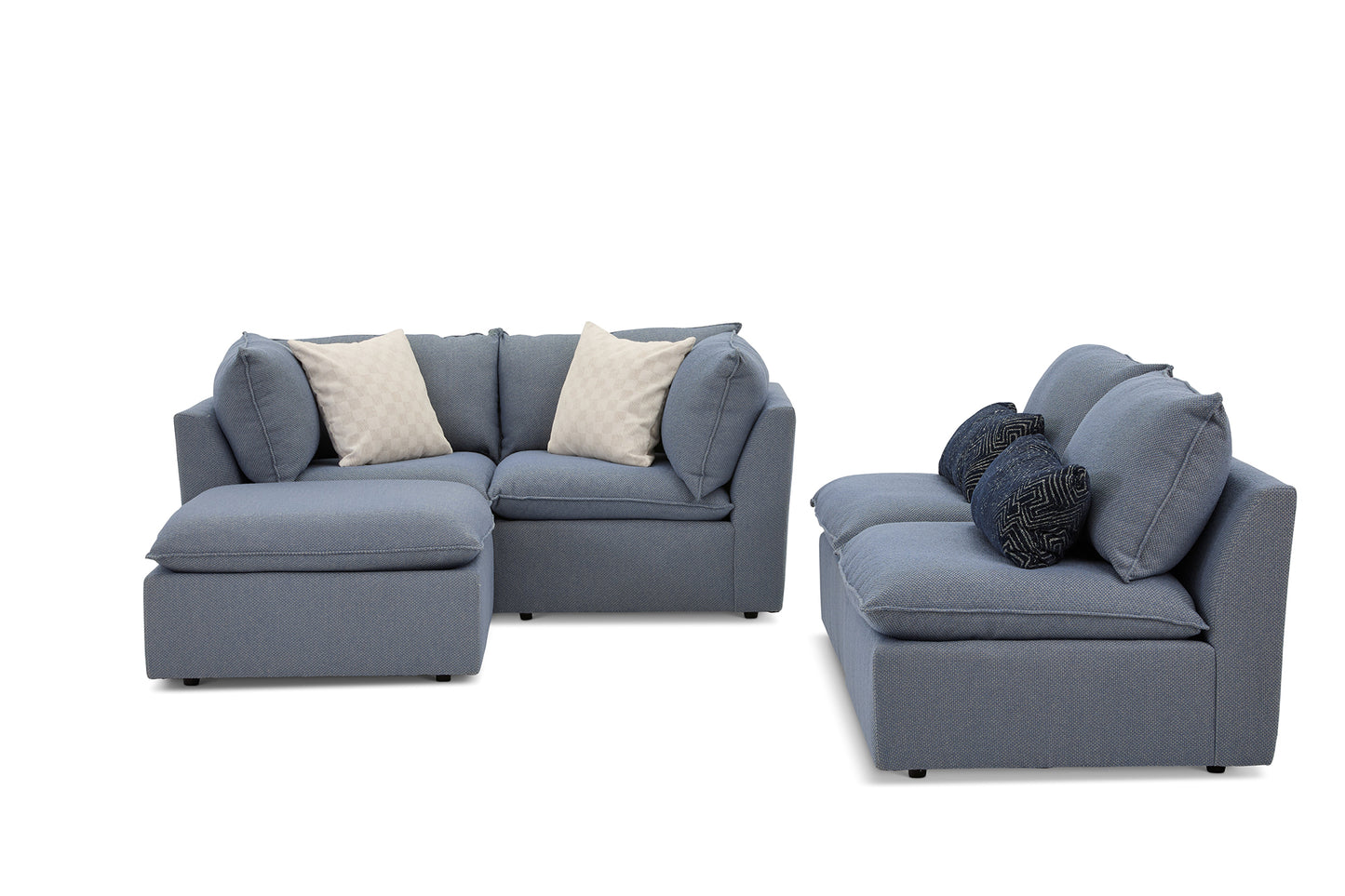 Liam Sectional with Ottoman Sky Blue